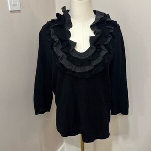 Saks fifth Avenue cashmere ruffle top sweater XL